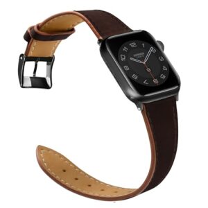 Marge Plus Compatible with Apple Watch Band Series SE 9 8 7 6 5 4 3 2 1 Ultra 49mm 45mm 41mm 44mm 40mm 42mm 38mm, Genuine Leather Replacement Band for iWatch, Leather Apple Watch Strap for Women &