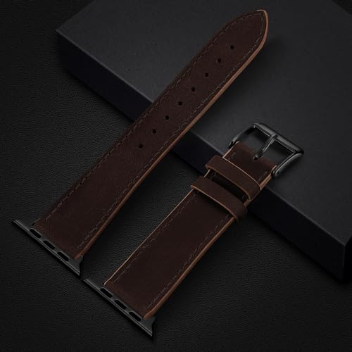 Marge Plus Compatible with Apple Watch Band Series SE 9 8 7 6 5 4 3 2 1 Ultra 49mm 45mm 41mm 44mm 40mm 42mm 38mm, Genuine Leather Replacement Band for iWatch, Leather Apple Watch Strap for Women &