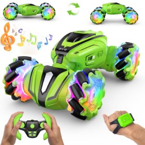 rc cars for kids,toys for 6 7 8 9-14 year old boys,remote control car 360 ° flips stunt car double sided rotating gesture sensing rc cars with light and muisc rechargeable toy car gifts for boys girls