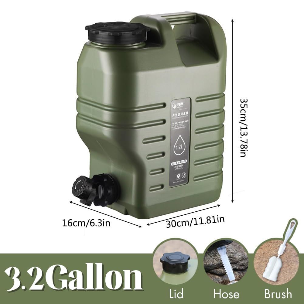 HiGropcore Water Container with Spigot - 3Gallon/5Gallon Water Jug Portable Camping Water Tank BPA Free - Emergency Water Storage for Camp Outdoor Hiking