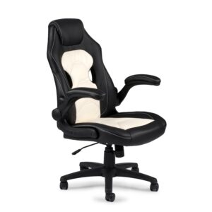 maykoosh asian aesthetics furniture faux leather office chair in black and white