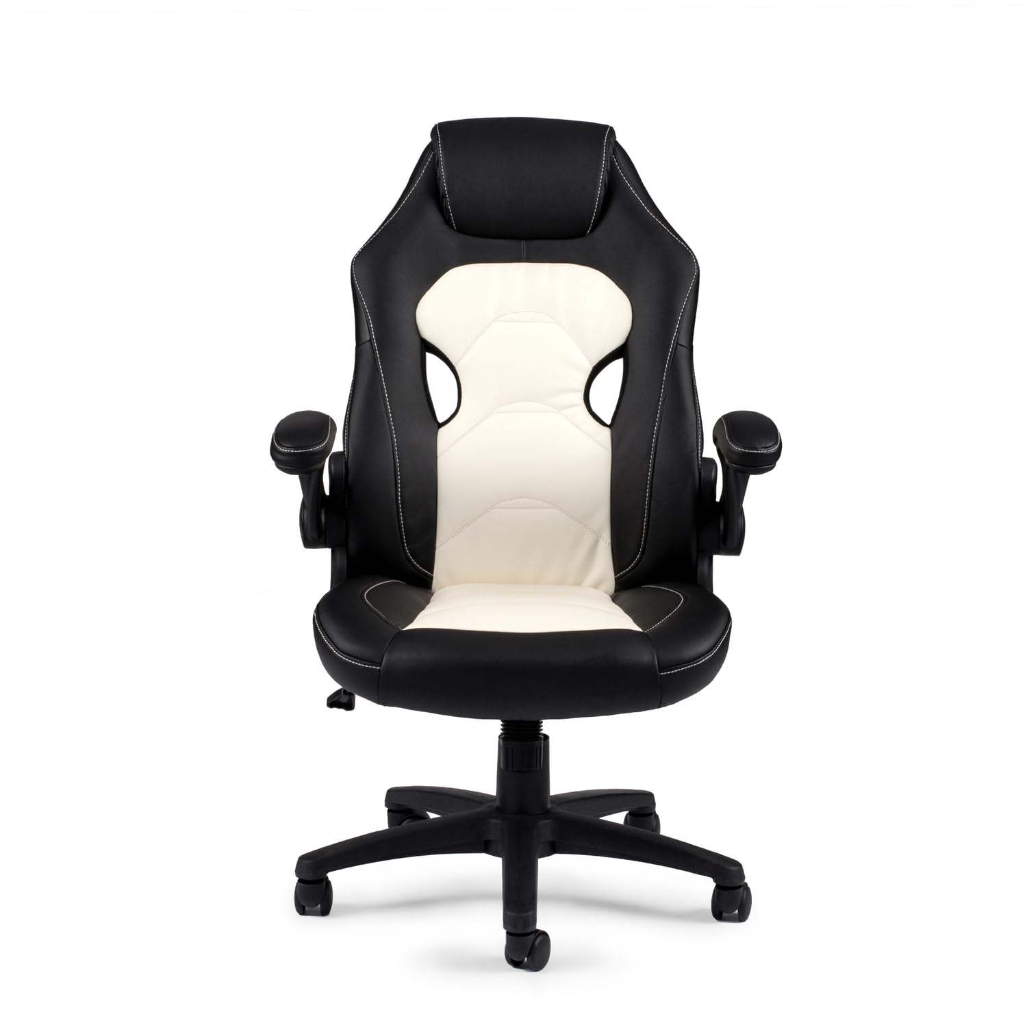 Maykoosh Asian Aesthetics Furniture Faux Leather Office Chair in Black and White