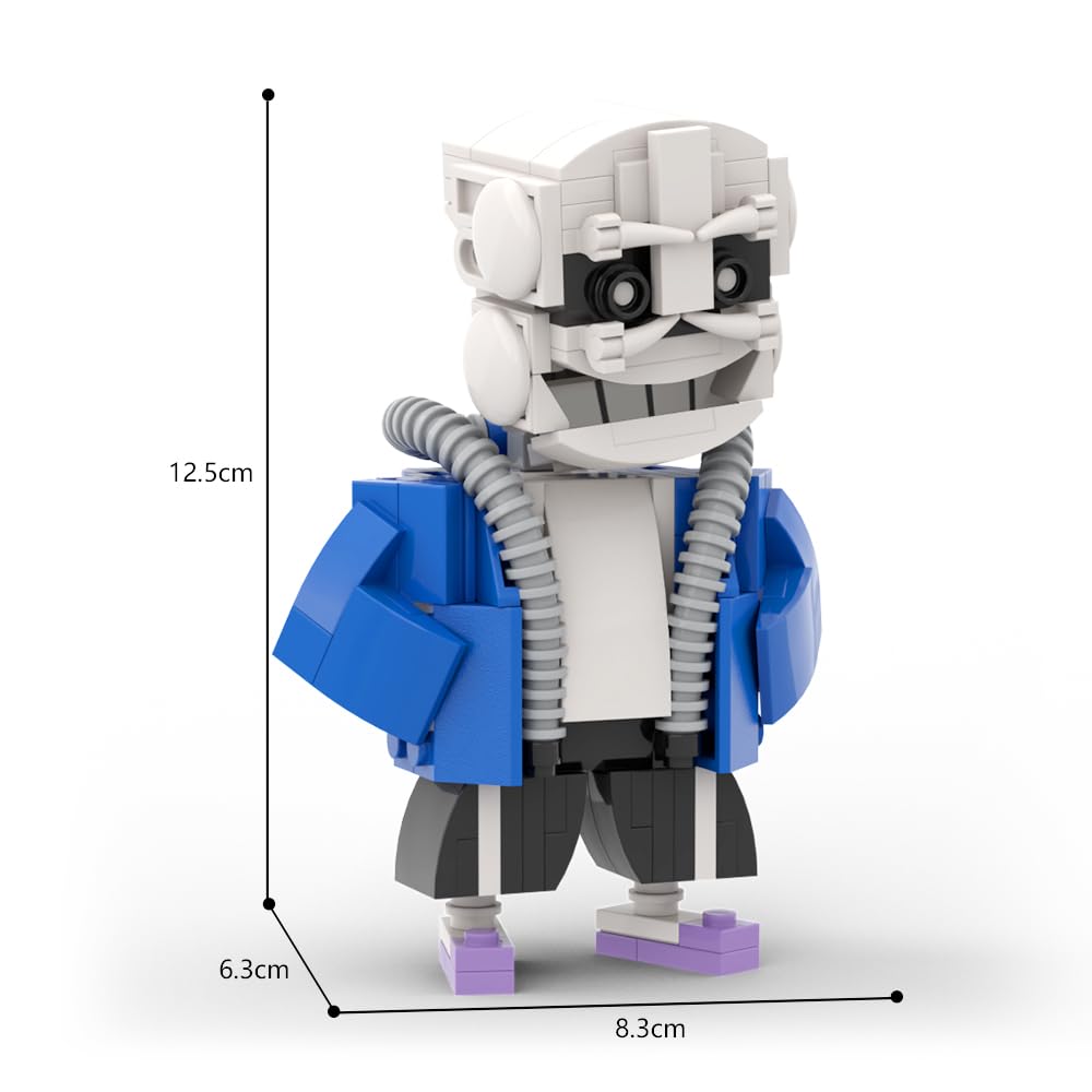 Undertale Sans Action Figures Building Block Sets, Blue Skull Character Horror Game Model Toys Monster Anime Building Kit, for Boys Grils Kids Age 6+ (185 Pcs)