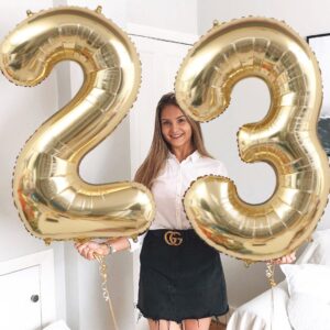 40 Inch Light Gold 30 Number Balloons White Gold Giant 30 Foil Mylar Helium Large Digital Balloon Champagne Gold Birthday Numbers Jumbo Balloons 30th Anniversary Events Party Decorations Supplies