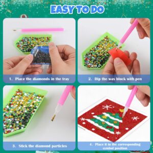 AyuqEjus 5D Diamond Art Kits for Kids with 7.1"X7.1"Wooden Frame, Diamond Art for Kids Ages 6-12 by Number Kits DIY Painting Arts and Crafts,Diamond Dots for Kids Gift (Christmas tree)