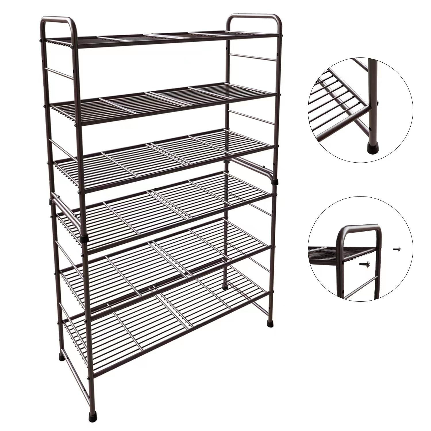 Glynym 3-Tier Metal Shoe Rack,Stacable and Adjustable Shoe Storage Organizer Shelf for Closet Entryway, Easy Assembly,Bronze