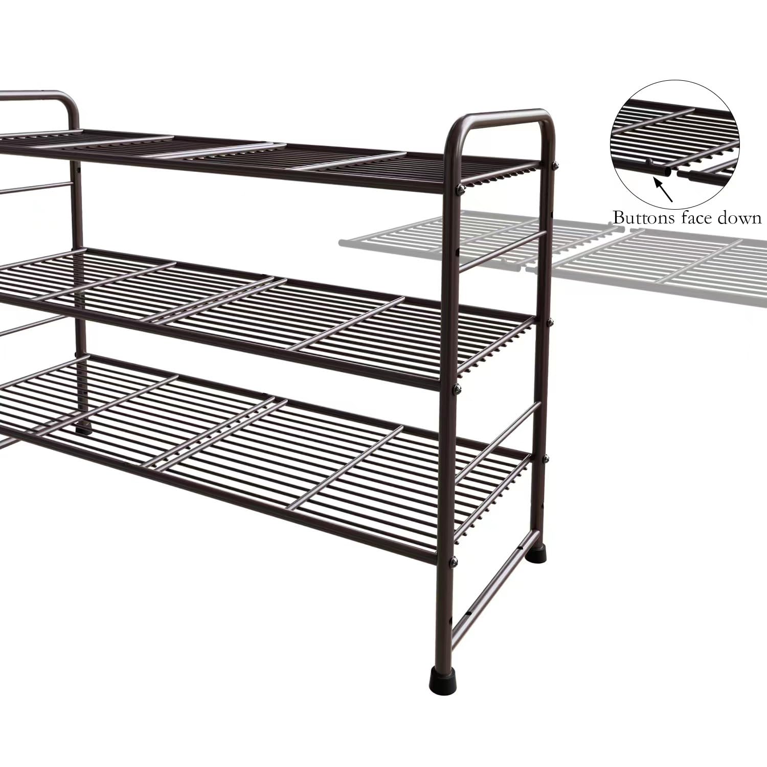 Glynym 3-Tier Metal Shoe Rack,Stacable and Adjustable Shoe Storage Organizer Shelf for Closet Entryway, Easy Assembly,Bronze