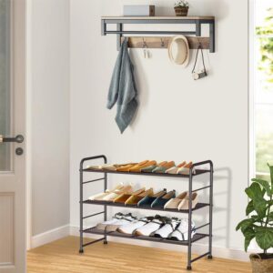 Glynym 3-Tier Metal Shoe Rack,Stacable and Adjustable Shoe Storage Organizer Shelf for Closet Entryway, Easy Assembly,Bronze