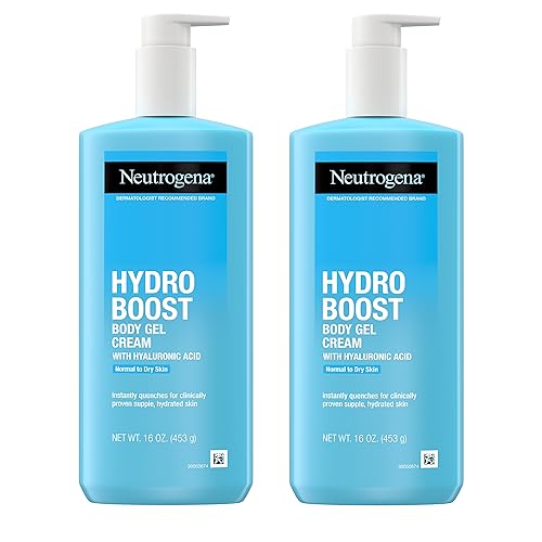 Neutrogena Hydro Boost Body Gel Cream, Hydrating Body Lotion with Hyaluronic Acid for Normal to Dry Skin, Hyaluronic Acid Lightweight Moisturizer, 16 OZ (Pack of 2)