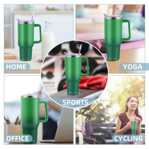 40 oz Tumbler with Handle and Straw, 100% Leak Proof Tumblers Cup, Stainless Steel Insulated Travel Coffee Mug, Keeps Drinks Cold for 24 Hours or Hot for 10 Hours, Fit for Car Cup Holder, Green