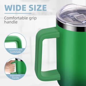 40 oz Tumbler with Handle and Straw, 100% Leak Proof Tumblers Cup, Stainless Steel Insulated Travel Coffee Mug, Keeps Drinks Cold for 24 Hours or Hot for 10 Hours, Fit for Car Cup Holder, Green