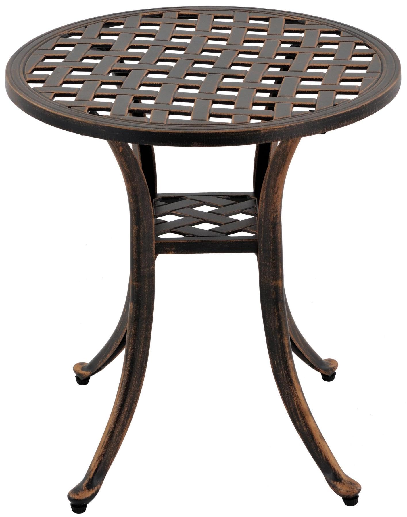 ZOTORUN Outdoor 19" Cast Aluminum Round Side Table End Table for Patio, Backyard, Pool, Indoor Companion, Easy Maintenance and Weather Resistant, Bronze