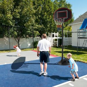 Goplus Portable Basketball Hoop Outdoor, 5.5-7.5 FT Basketball Goal with 5 Adjustable Height, 32" Shatterproof Backboard, Wheels, Fillable Base, Indoor Basketball Stand for Kids Teenagers Youth Adults