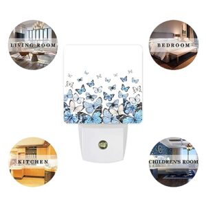 Big buy store Night Lights Auto Sensor Butterfly Floral Plug-in LED Nightlights Dusk to Dawn for Living Room, Bedroom, Bathroom, Kitchen, Hallway, Stairways, Country Style Blue Butterfly