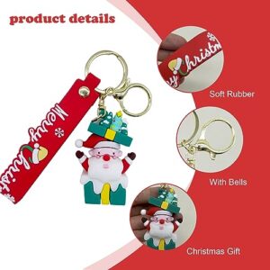 GKmow 1 PC Santa Claus Key Chain, 2.6" x 1.5" Christmas Theme Key Bag, Car Universal Soft Key Pendant Gift (Green)