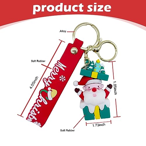 GKmow 1 PC Santa Claus Key Chain, 2.6" x 1.5" Christmas Theme Key Bag, Car Universal Soft Key Pendant Gift (Green)