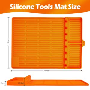 ISSEVE Silicone Griddle Tools Mat for Blackstone, Large Silicone Spatula Mat with Drip Pad, Grill BBQ Caddy Utensils Holder for Kitchen, Cooking & Countertop, Griddle Accessories for Blackstone Orange