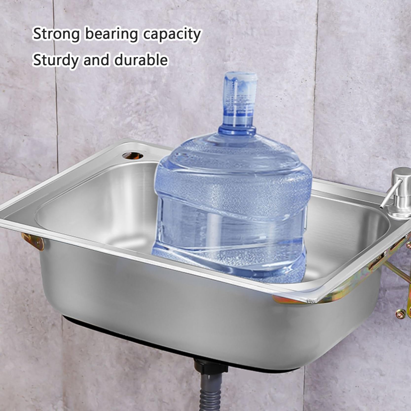 Wall Mount Small Utility Sink, Kitchen Farmhouse Bathroom Laundry Room Sink, Stainless Steel Single Bowl Hand Washing Basin, with Drain/Faucet, for Home Commercial Restaurant ( Size : 38x33x14cm/15x13