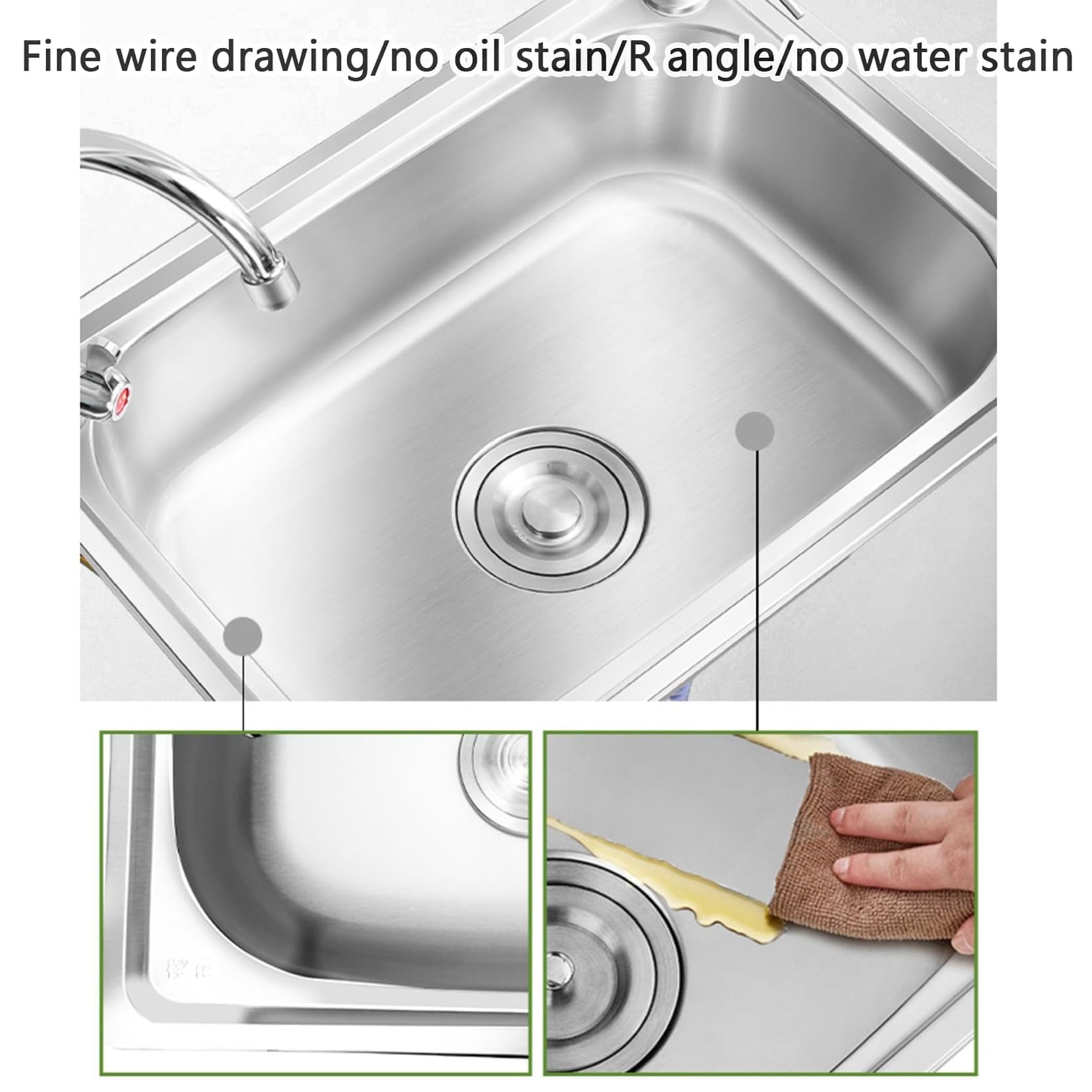 Wall Mount Small Utility Sink, Kitchen Farmhouse Bathroom Laundry Room Sink, Stainless Steel Single Bowl Hand Washing Basin, with Drain/Faucet, for Home Commercial Restaurant ( Size : 38x33x14cm/15x13