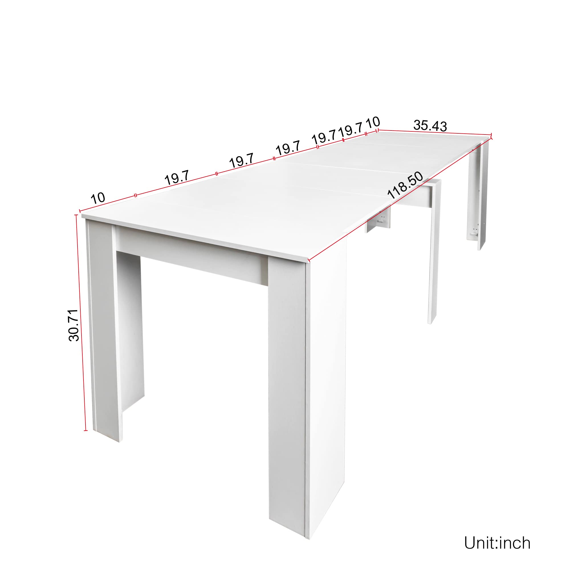 Holaki Expandable Dining Table,20"-118.5"Kitchen Dining Room Table for 8-12,Multifunctional Extendable Kitchen Dinner Table with MDF Wooden,Entryway Cupboard Long Large Dining Table for Kitchen(White)