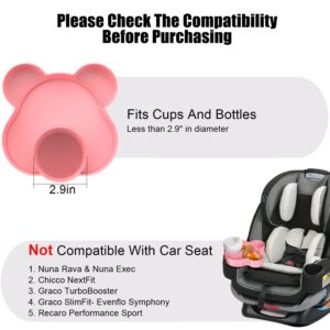 BlueOrigin Car Seat Snack Tray - Travel Tray for Kids Car Seat, Stroller, Booster and Anywhere with a Cup Holder, Toddler Road Trip Essentials Food Plate for Snacks, Toys, Entertainment (Pink)