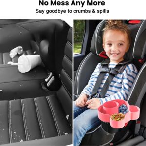 BlueOrigin Car Seat Snack Tray - Travel Tray for Kids Car Seat, Stroller, Booster and Anywhere with a Cup Holder, Toddler Road Trip Essentials Food Plate for Snacks, Toys, Entertainment (Pink)