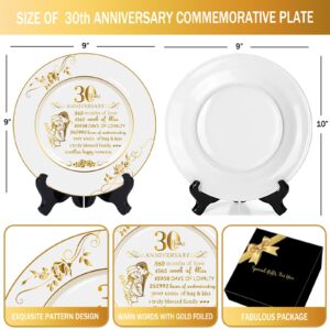 SHUNNIUB 30th Anniversary Plate, Meaningful Pearl Anniversary Wedding Gifts for Couple Parents to Celebrate 30th Wedding Anniversary, 9" x 9"