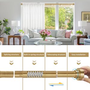 YNL Shower Curtain Rod 34-82 Inches (2.8-6.8ft) with 12Pcs Shower Curtain Rings, Adjustable Gold Shower Rod No Drilling, Non-Slip, Never Rust, Stainless Steel, Suitable for Bathroom Window, Gold