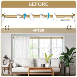 YNL Shower Curtain Rod 34-82 Inches (2.8-6.8ft) with 12Pcs Shower Curtain Rings, Adjustable Gold Shower Rod No Drilling, Non-Slip, Never Rust, Stainless Steel, Suitable for Bathroom Window, Gold