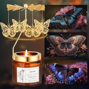 Butterfly Gifts for Women, Women Gifts for Birthday,Rotatable Lavender Scented Candle Gifts for Mom Wife Anniversary, Unique Birthday Gift for Sister Girlfriend with Gift Box