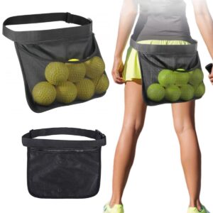 SkiPdr 2PCS Tennis Ball Band Holder Ball Pouch, Easy Holding 8-10 Pickle Balls or Tennis, Adjustable Tennis Ball Holder Waist Pouch, Mesh Tennis Ball Belt Pouch Pickleball Tennis Ball Holder Bag