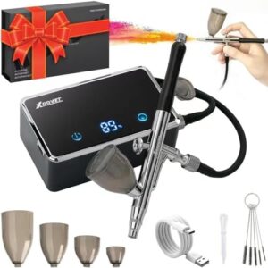 xdovet upgraded 32psi airbrush kit, rechargeable multi-function dual-action airbrush set with compressor for painting portable air brush set for makeup, cake decor, model coloring, nail art, tattoo