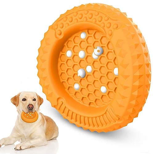 PcEoTllar Dog Toys for Aggressive Chewers, Interactive dog toys, Tough Dog Toys for Large Dogs, Dog Chew Toys with Safe Rubber, for Medium/Large Dogs Breed - Yellow