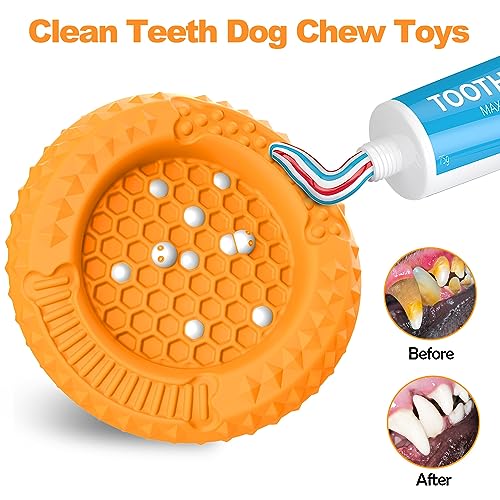 PcEoTllar Dog Toys for Aggressive Chewers, Interactive dog toys, Tough Dog Toys for Large Dogs, Dog Chew Toys with Safe Rubber, for Medium/Large Dogs Breed - Yellow