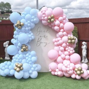 RUBFAC 138pcs Pastel Blue Balloons Different Sizes 18 12 10 5 Inch for Garland Arch, Light Blue Balloons for Birthday Baby Shower Gender Reveal Wedding Party Decoration