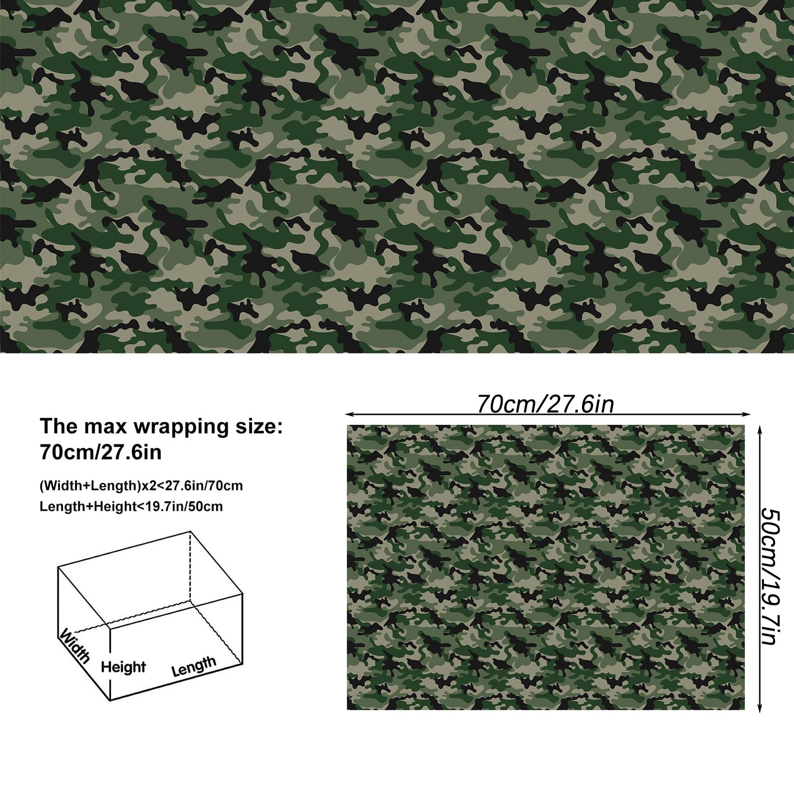 Dtiafu 12 pcs Camo Wrapping Paper Bundle for Women Men Boys Girls Kids - 6 Style Army Gift Wrap for Birthday Wedding - 20 X 28 Inch Per Sheet