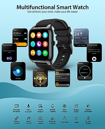 EGQINR Smart Watch, 1.78" AMOLED 368 * 448 HD Screen, 69 Sports Modes Fitness Tracker with Heart Rate, Blood Oxygen, Sleep, IP68 Waterproof Smartwatch with Bluetooth Call for Android iOS