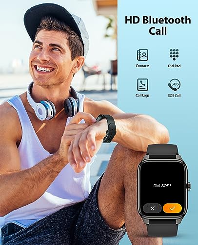 EGQINR Smart Watch, 1.78" AMOLED 368 * 448 HD Screen, 69 Sports Modes Fitness Tracker with Heart Rate, Blood Oxygen, Sleep, IP68 Waterproof Smartwatch with Bluetooth Call for Android iOS