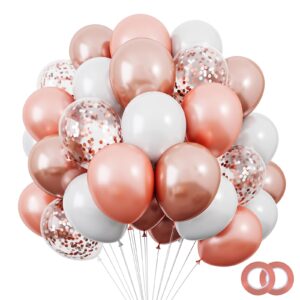 rubfac 120pcs 12 inches rose gold balloons arch garland kit, white and rose gold confetti balloons for birthday party wedding graduation engagement party decorations