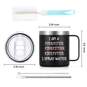 LiqCool Firefighter Gifts for Men, I'm A Firefiter I Spray Water Insulated Coffee Mug, Cool Gifts for Firefighters Son Husband Friend, Christmas Fireman Gifts, Funny Coffee Mug for Men, 12 Oz Black