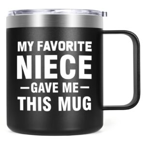 liqcool uncle gifts, my favorite niece gave me this mug, unique gifts for men, uncle gifts from niece, christmas father's day birthday gifts for uncle, funny insulated coffee mug, 12 oz black