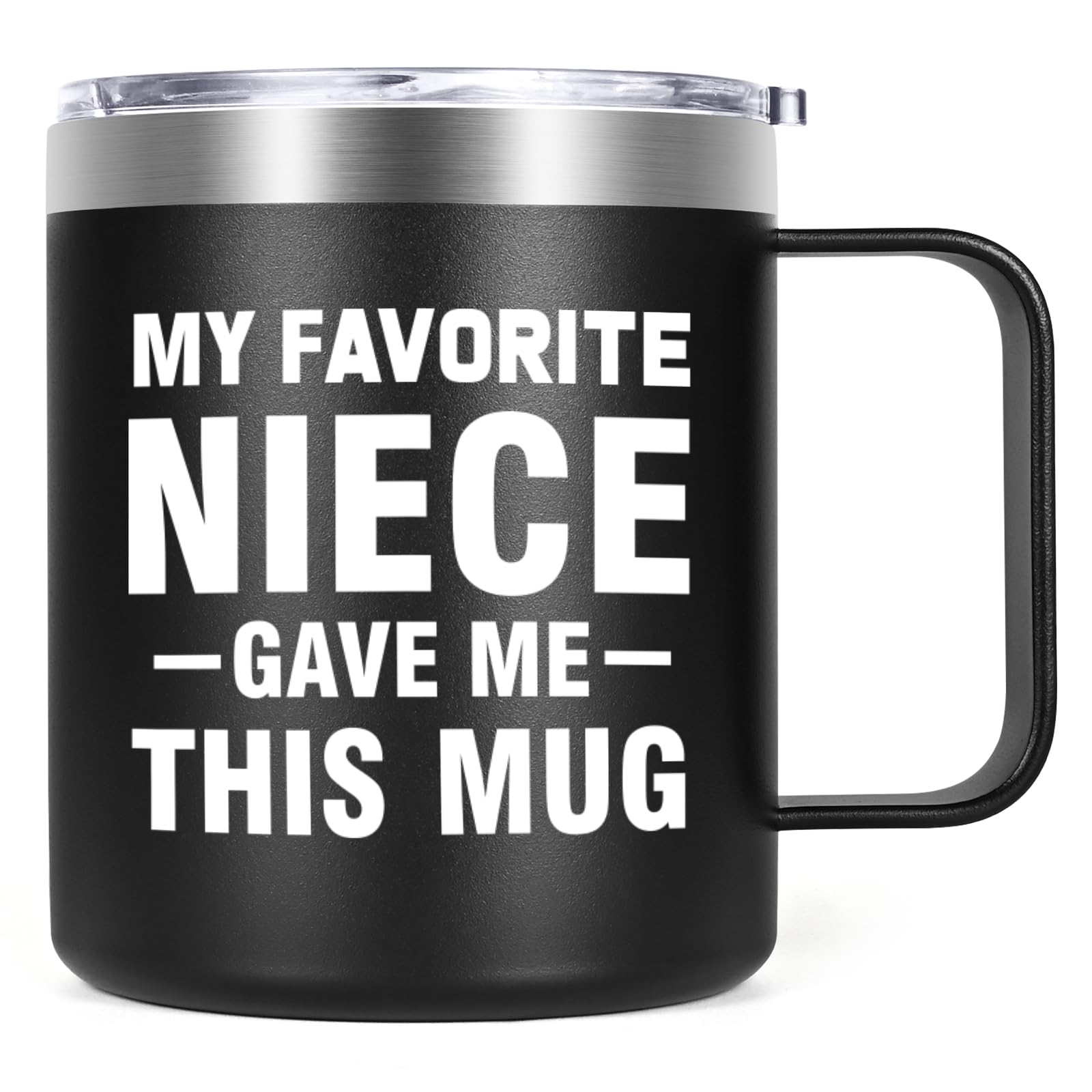 LiqCool Uncle Gifts, My Favorite Niece Gave Me This Mug, Unique Gifts for Men, Uncle Gifts from Niece, Christmas Father's Day Birthday Gifts for Uncle, Funny Insulated Coffee Mug, 12 Oz Black