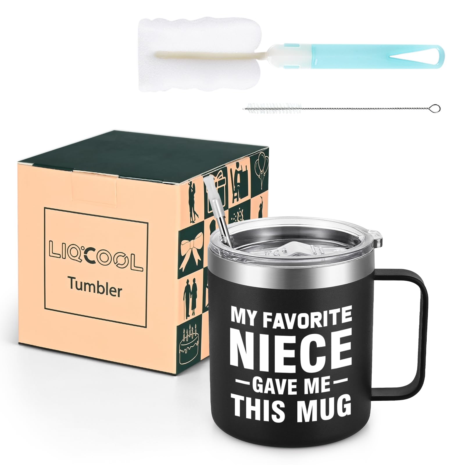 LiqCool Uncle Gifts, My Favorite Niece Gave Me This Mug, Unique Gifts for Men, Uncle Gifts from Niece, Christmas Father's Day Birthday Gifts for Uncle, Funny Insulated Coffee Mug, 12 Oz Black