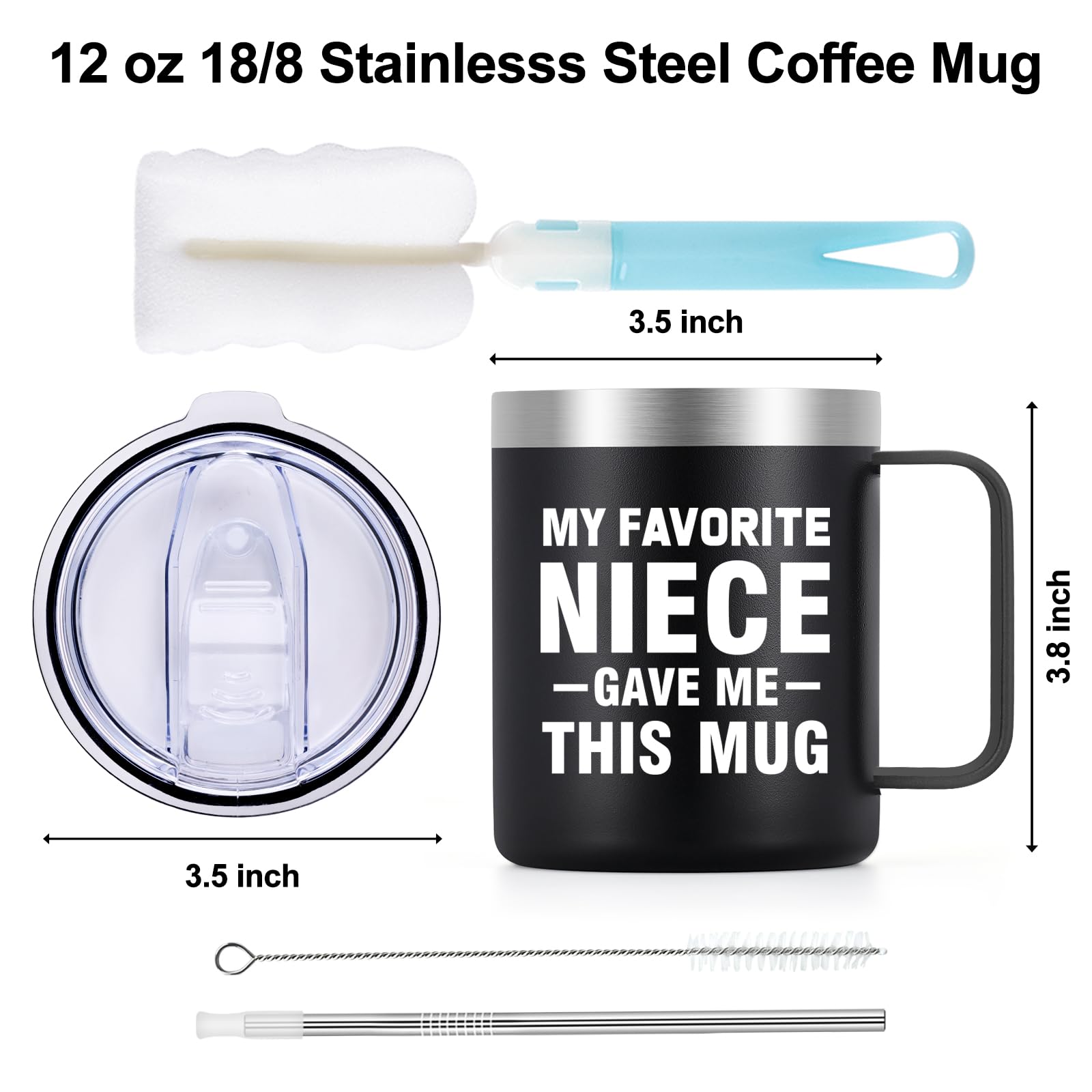 LiqCool Uncle Gifts, My Favorite Niece Gave Me This Mug, Unique Gifts for Men, Uncle Gifts from Niece, Christmas Father's Day Birthday Gifts for Uncle, Funny Insulated Coffee Mug, 12 Oz Black