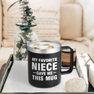 LiqCool Uncle Gifts, My Favorite Niece Gave Me This Mug, Unique Gifts for Men, Uncle Gifts from Niece, Christmas Father's Day Birthday Gifts for Uncle, Funny Insulated Coffee Mug, 12 Oz Black