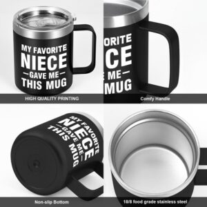 LiqCool Uncle Gifts, My Favorite Niece Gave Me This Mug, Unique Gifts for Men, Uncle Gifts from Niece, Christmas Father's Day Birthday Gifts for Uncle, Funny Insulated Coffee Mug, 12 Oz Black