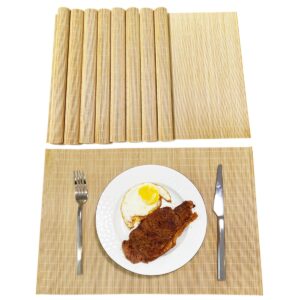 suyudsm set of 8 pcs bamboo placemats woven place mat sushi rolling mat, durable and anti-slip,heat resistant table mats 12 x 17 inches for dining room, kitchen, parties, holidays