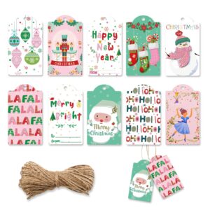 120 Pcs Colorful Christmas Gift Tags Winter Paper Gift Tags Nutcracker Christmas Hang Tags with String Tags for Christmas Holiday Party Favor Wrapping Christmas Decoration, 10 Styles