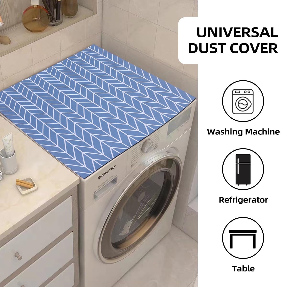 2PCS 25.6'' x 23.6'' Washer and Dryer Covers for the Top,Non-Slip Dryer Top Protector Mat,Dust-Proof Rubber Washing Machine Mat Cover for Top Protection