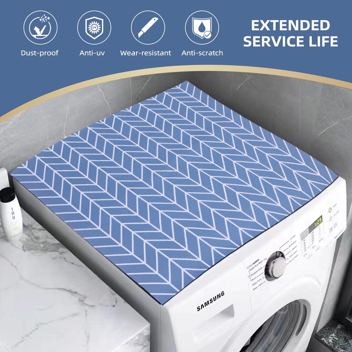 2PCS 25.6'' x 23.6'' Washer and Dryer Covers for the Top,Non-Slip Dryer Top Protector Mat,Dust-Proof Rubber Washing Machine Mat Cover for Top Protection